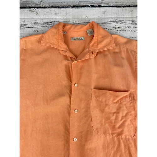 Peter Millar Silk Linen Button Up Short Sleeve Shirt Casual Mens Size M, Orange