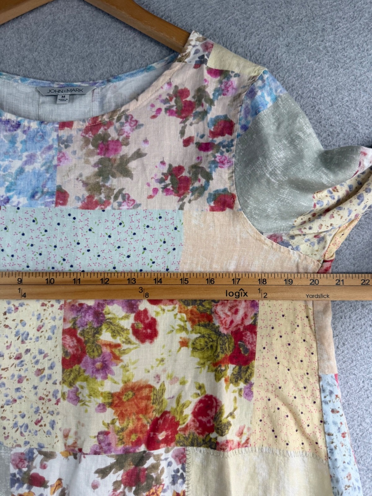 John Mark Blouse Womens Medium Patchwork Floral L… - image 3