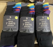 Mens Socksation 7 Day Cotton Socks Size 6-11 Pack Of 7 X 3