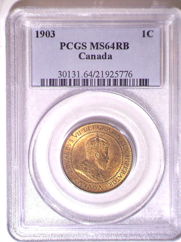 1903 PCGS MS64RB Canada Large One Cent - Old Blue Holder - Penny - 1C - CAN
