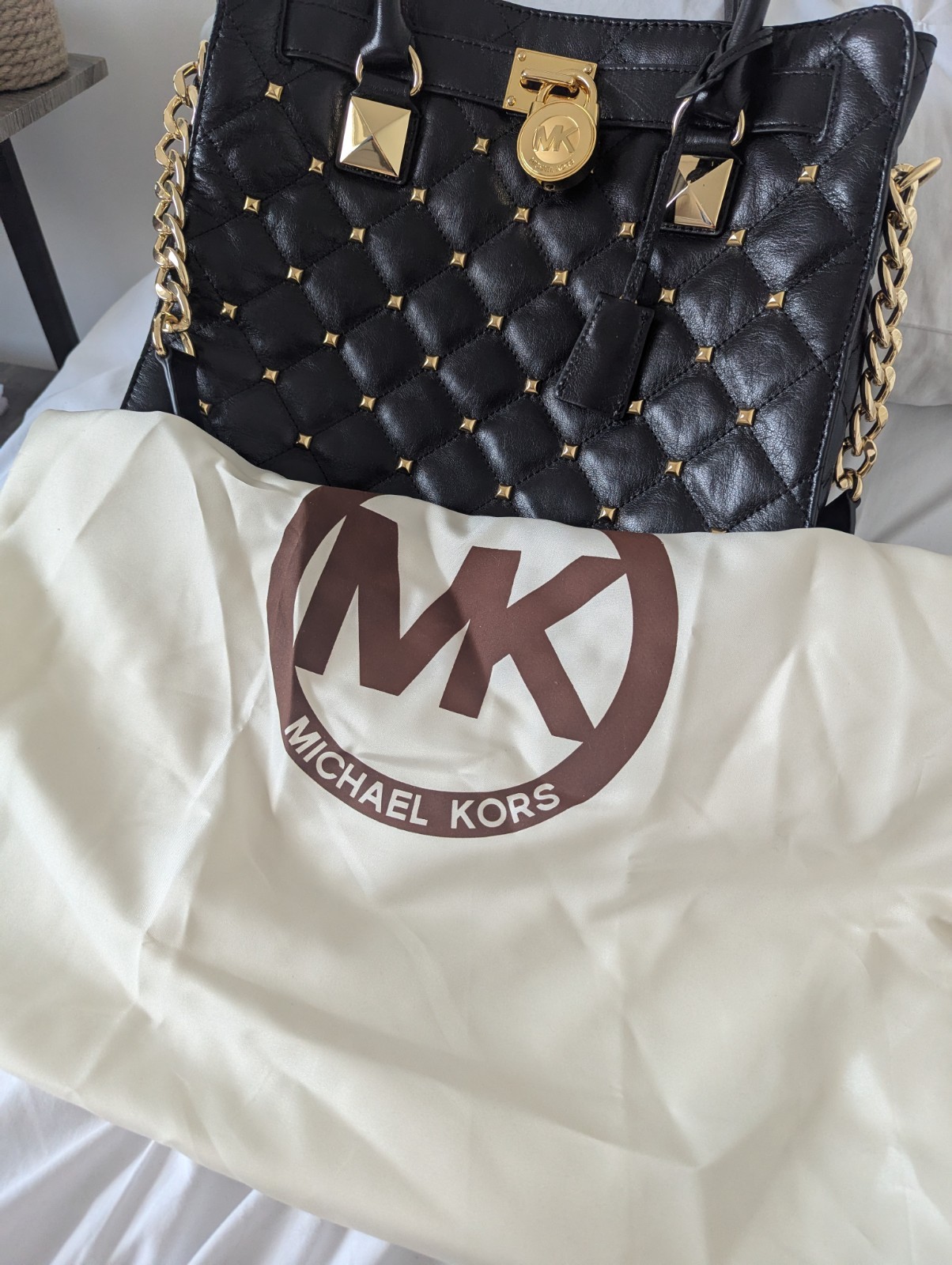 Michael Kors Tote - Hamilton Gold Studded Leather Quilted Tote Bag NEW RRP £350 image 9