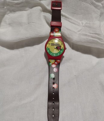 MMs Collectible Watch Red Plastic Case Japan Movt 1994 Vintage Candy Character