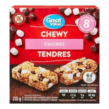Great Value Chewy S'mores Granola Bars, 8 Bars, 210g/7.35 oz. Box