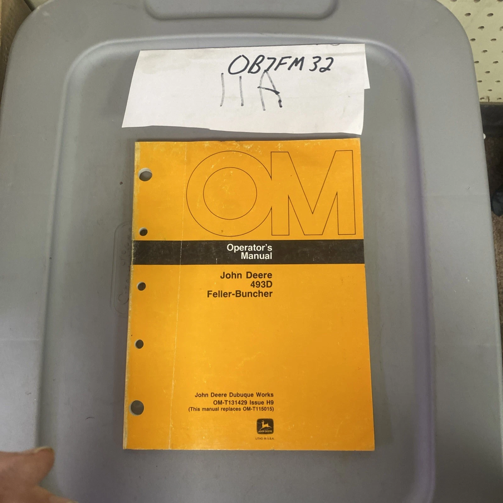 John Deere 493D 493 D Feller Buncher Owner Operator User Guide Manual OM T131429