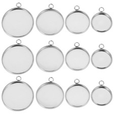 80Pcs Stainless Steel Pendant Bases Smooth Bezel Tray Blanks for Jewelry Making