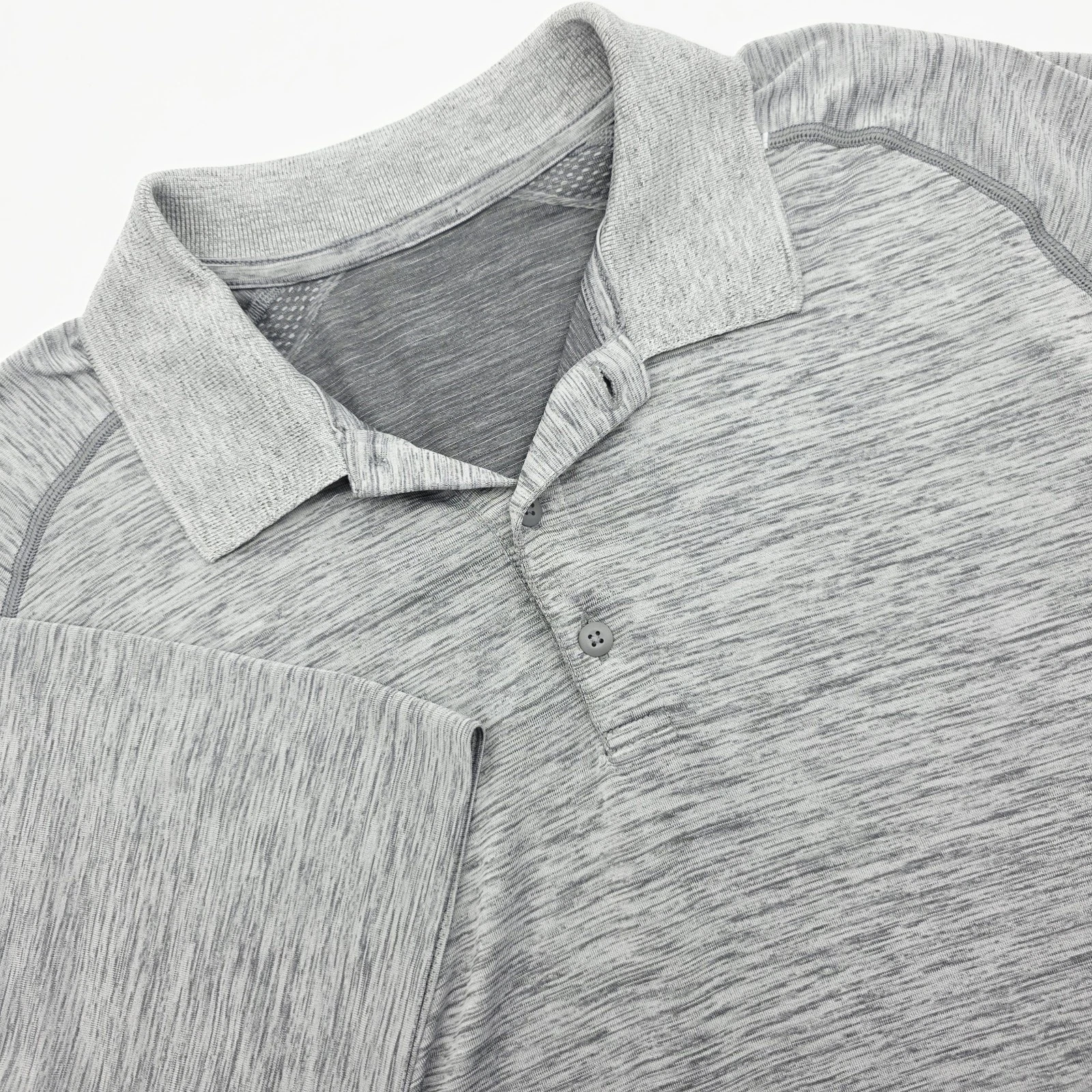 Lululemon Polo Shirt Men's Size XL Gray Metal Vent Tech Short Sleeve Stretch