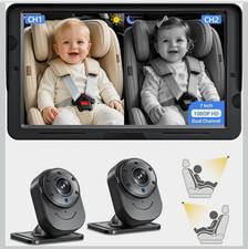 Baby Car Camera Dual Monitor: Ultra Clear Night Vision, Auto Day/Night Mode