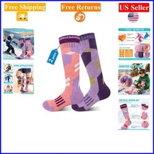 Kids Merino Wool Ski Socks 3 Pairs, Thick Warm Thermal Hiking Snowboarding