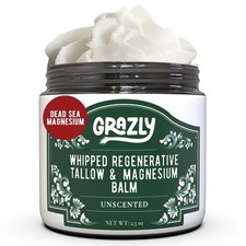 Grazly Whipped Beef Tallow for Skin w/Dead Sea Magnesium, Manuka Honey Jojoba