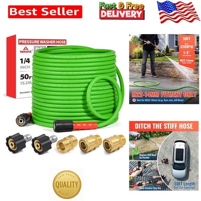 50 FT Pressure Washer Hose - Effortless Flexibility & Fast Connect Kit