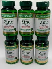 Lot of 6 Nature's Bounty Zinc Tablets 50mg  100 ct Each  Exp 02/29 
