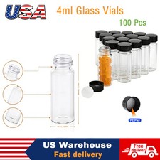 100Pcs 4ml Glass Vials with Screw Caps Clear Liquid Vial Sample Vials Lab Vials
