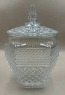 Vtg Anchor Hocking Wexford Cookie Jar & Lid Glass 10 1/2