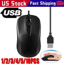 USB 2.0 Optical Wired Scroll Wheel Mouse PC Laptop Notebook Desktop Black Lot