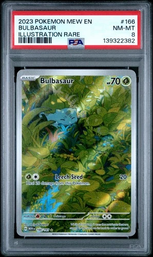 2023 POKEMON MEW EN-151 ILLUSTRATION RARE #166 BULBASAUR PSA 8