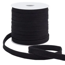 27.34Yards Black Flat Cotton Cords, 12mm Wide Flat Drawstring Cord Rope with ...