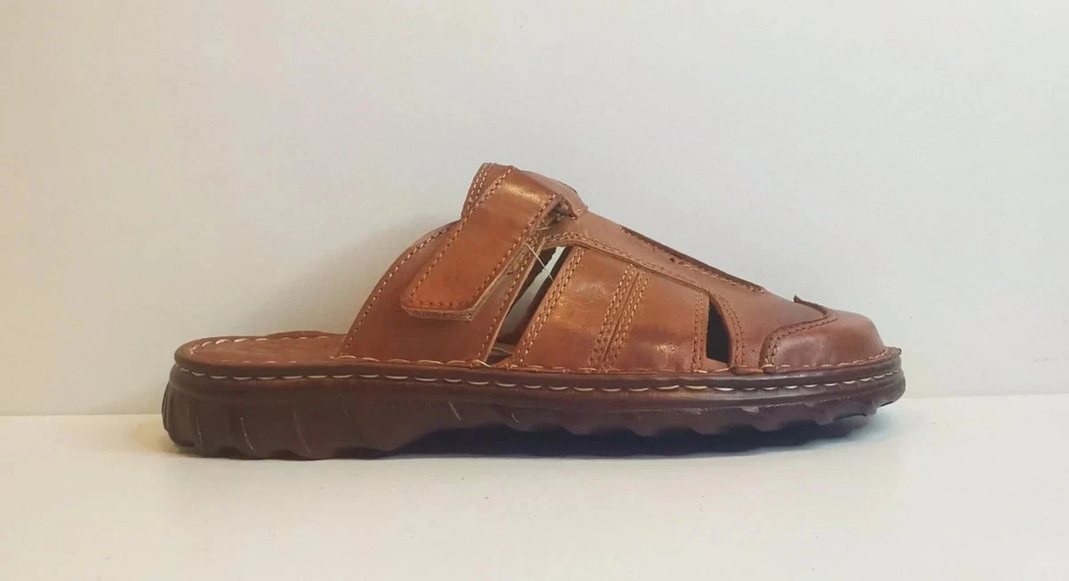 Lukpol Mens Cognac Genuine Buffalo Leather Orthopedic Form Slip-On Sandals US 10 Arizona Sandal in Cognac Oiled Leather – Blue Owl Workshop main image 3