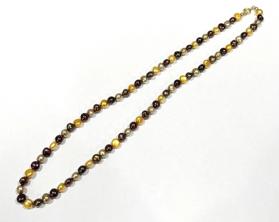 Perlenkette, Süßwasserperlen, Gefärbt, 50 cm lang, ca. 5-6 mm breit, Federring - Bild 2 von 3
