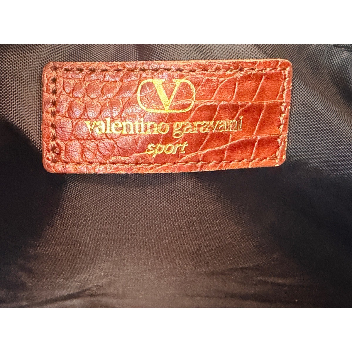 Valentino Garavani Sport Duffle Bag Black Nylon Croc Embossed
