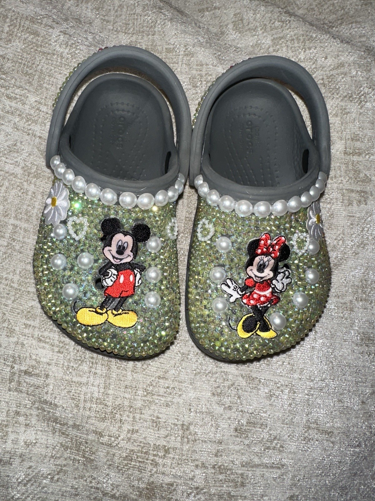 Used Bedazzled Mickey And Minnie Toddler Crocs Size C7