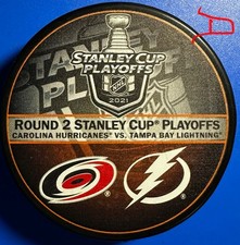 2021 SC Playoffs Carolina Hurricanes Vs Tampa Bay Lightning Match Up Puck (Rd-2)