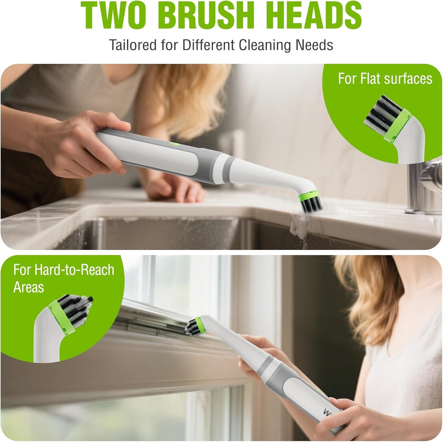 WORKPRO Cordless Grout Brush Set IPX6 Waterproof Electric Scrubber with Type-C