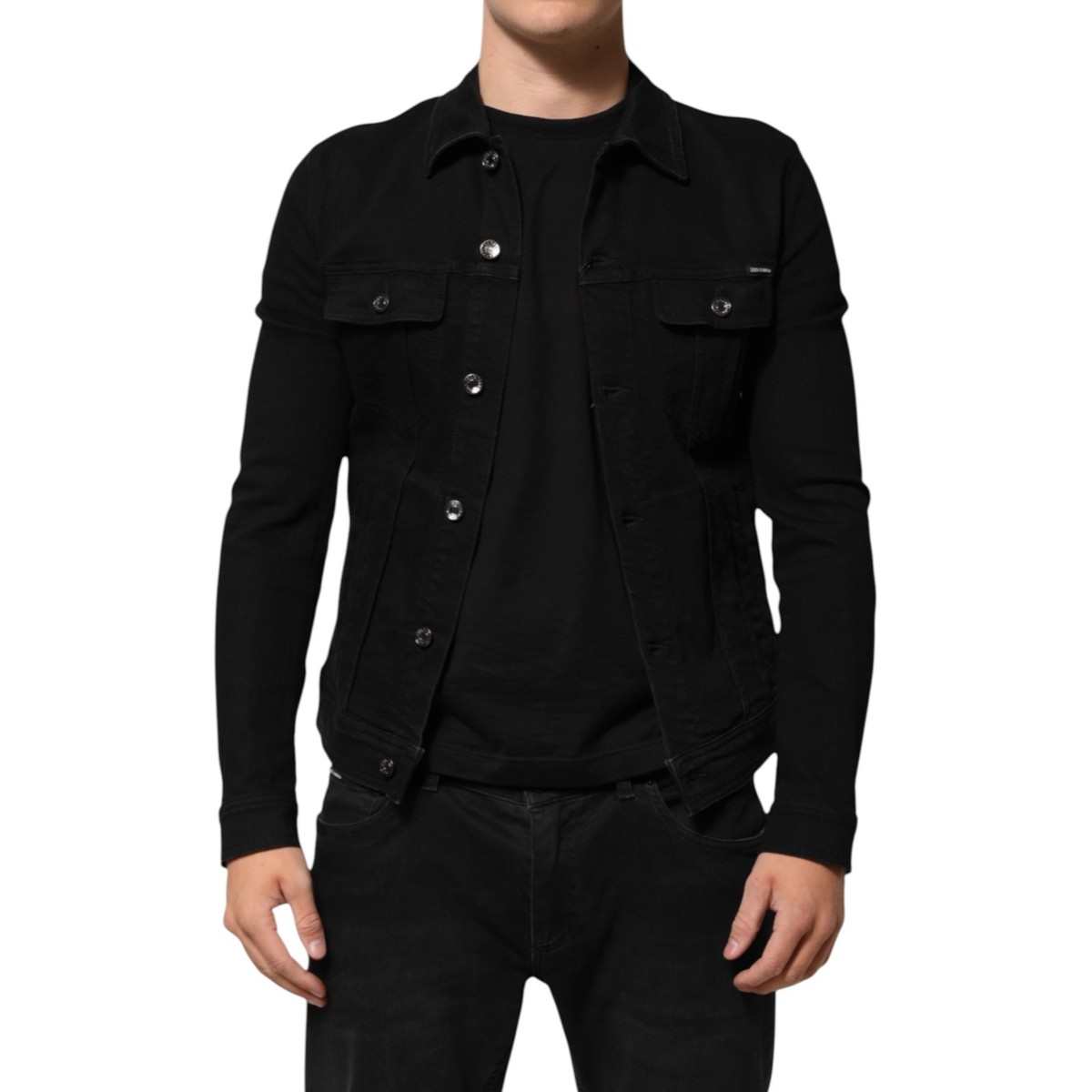 DOLCE & GABBANA Jacket Black Cotton Denim Stretch Denim Men IT46