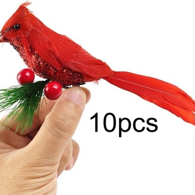 10x Künstliche Weihnachten Rot Kardinal Vögel für Hochzeit Festival Hinterhof