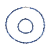 Cavill Kyanit Schmuckset Silber 925 Rhodiniert Halskette Armband Blau 169,482Ct