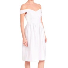 Milly Louisa Midi white cotton sweetheart dress size 8 new 425