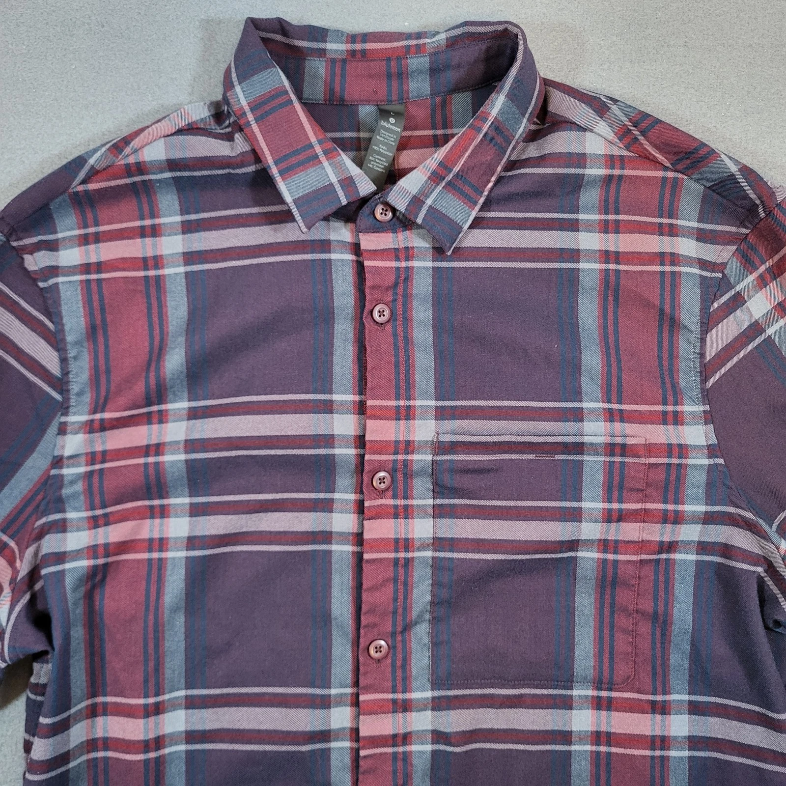 Lululemon Masons Peak Flannel Mens Medium* Blue Plaid Long Sleeve Shirt Casual