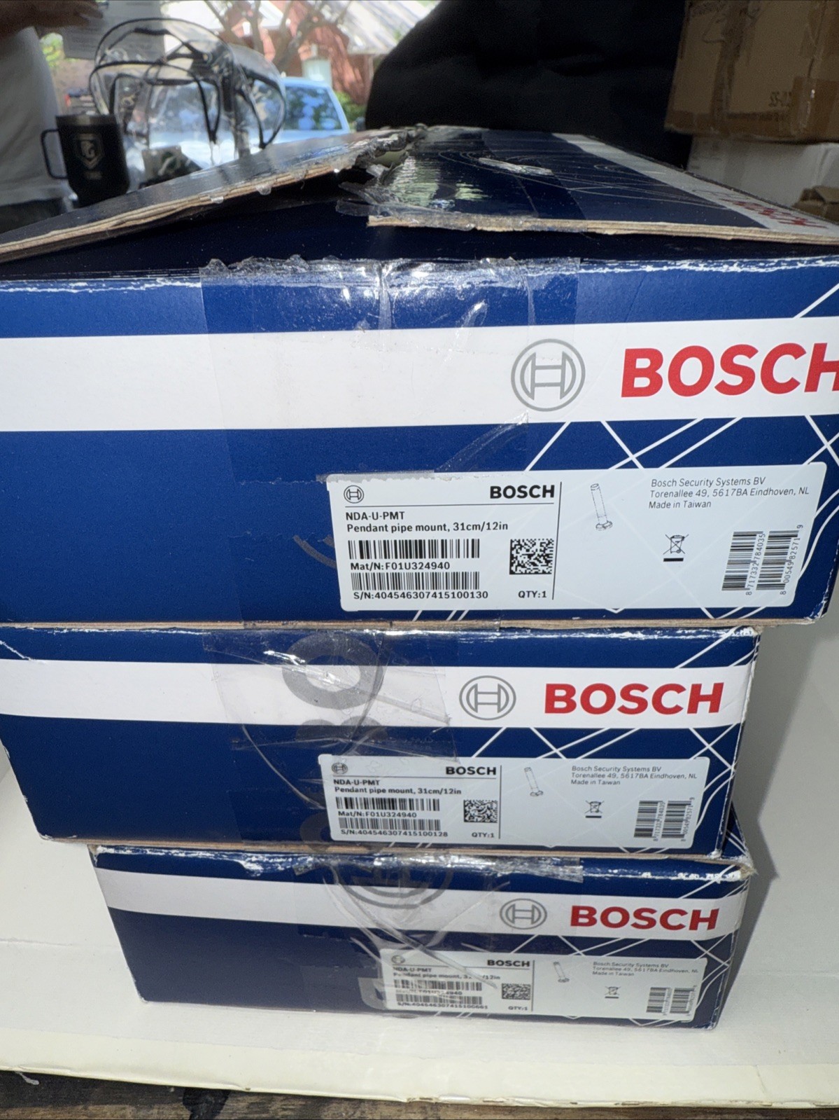 NEW Bosch NDA-U-PMT 12 in Universal Pendant Pipe Mount for Dome Cameras Qty 3