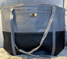 Shoulder Bag, women, faux leather, black and taupe, inside and outside pockets