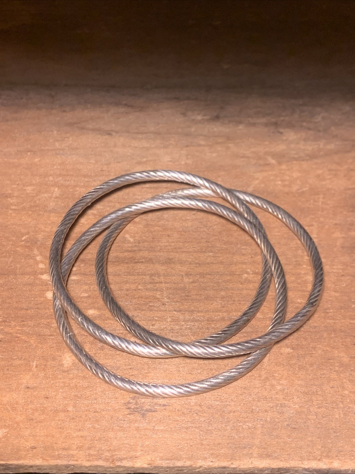 Vtg Sterling Silver Three Interlocking Twist Desi… - image 1