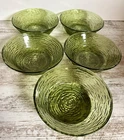 Set 5 Vintage Anchor Hocking Soreno Avocado Green Glass Cereal Dessert Bowls