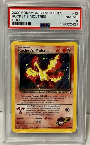 NM-MT Pokemon 2000 Rocket's Moltres 12/132 Holo Gym Heroes PSA 8 🔥🔥