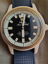 Zodiac Super Sea Wolf 41 mm White Ceramic/Stainless Steel Case with Blue Rubber