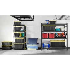 5-Tier Easy Assembly Multi-Purpose Plastic Garage Storage Shelving Unit in Bl...