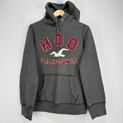 Hollister Hoodie Sweatshirt Men Small Gray Red HCO California