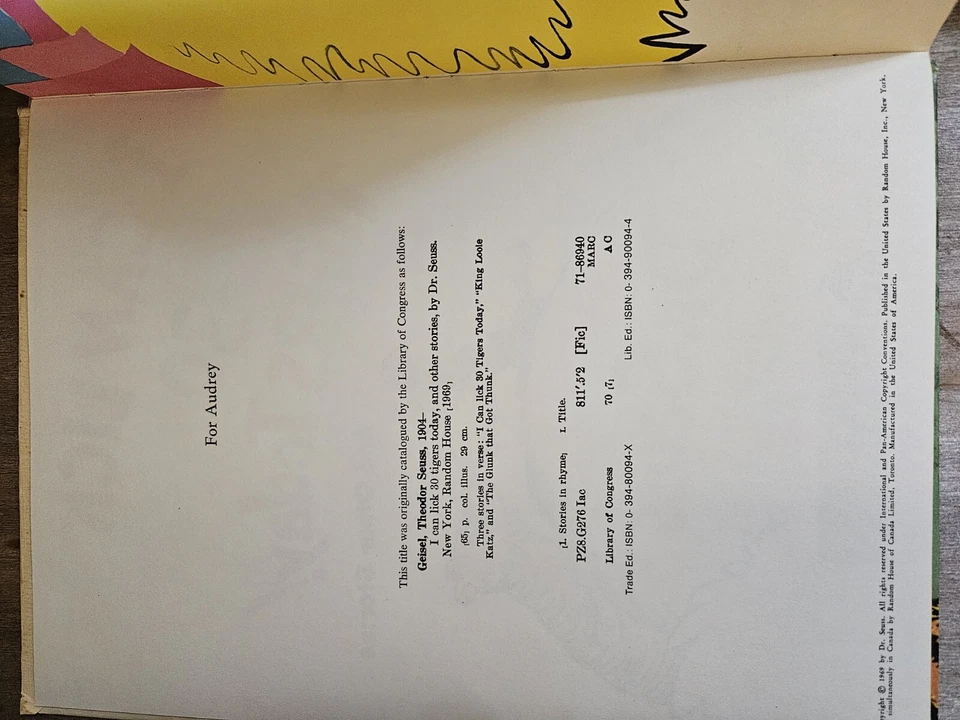 Vintage Dr. Seuss 1969 1st Edition I Can Lick 30 Tigers Today First Printing  — 第 2/4 张图片