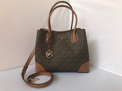MICHAEL KORS MERCER GALLERY MEDIUM TOTE BAG BROWN LOGO $358