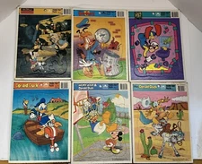 6 Vintage Walt Disney's Classic Golden Frame-Tray Puzzles