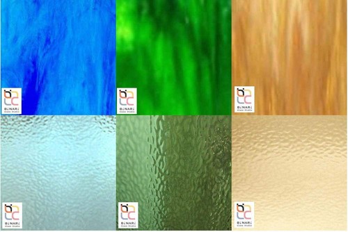 Wissmach 6 Sheet Mixed Variety Stained Glass Pack, Blue/Green/Amber, (8"X12") - Picture 2 of 2