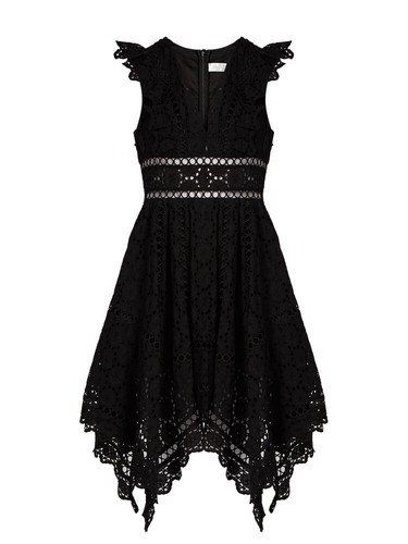 ZIMMERMANN BLACK DIVINITY WHEEL DAY BRODERIE DRESS SIZE 1 S SMALL LADIES