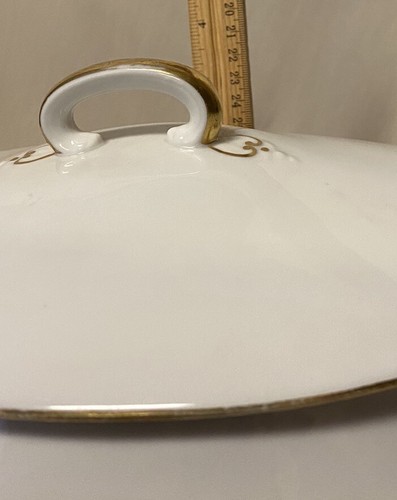 #173B Alte Abtei Limoges Frankreich weiß bedeckt Servierschale mit Goldrand gut - Bild 15 von 16