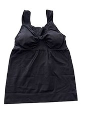 Rhonda Shear Seamless Tank Top Size Small Lace Inset Removable Pads Black Lounge