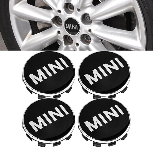 4x 56mm for hub caps NEW mini badges Cooper rim lid hub caps black - Picture 1 of 7