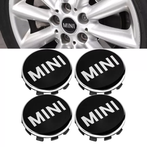 4x 56mm Für Mini Cooper Nabendeckel Nabenkappen Felgendeckel Badges Schwarz NEU - Bild 2 von 6