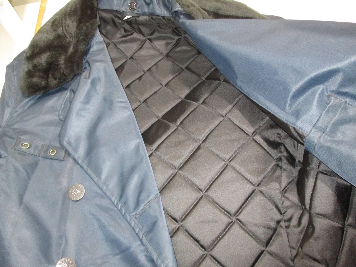 Vtg Detroit Police Official Blauer Blue Nylon Car Coat Length