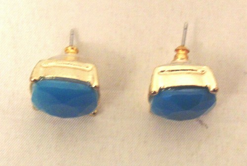 Pendientes Cuadrados Azul Gema Perforados Huggie Stud Acrílico Bisutería Regalo Mamá - Imagen 4 de 4